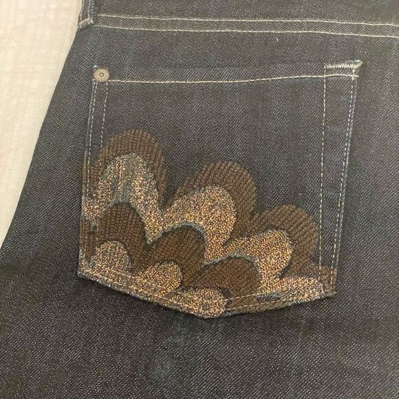 7 Seven for All Mankind Bootcut 28 Jeans Back Pocket Embroidered Sequin - Picture 3 of 7